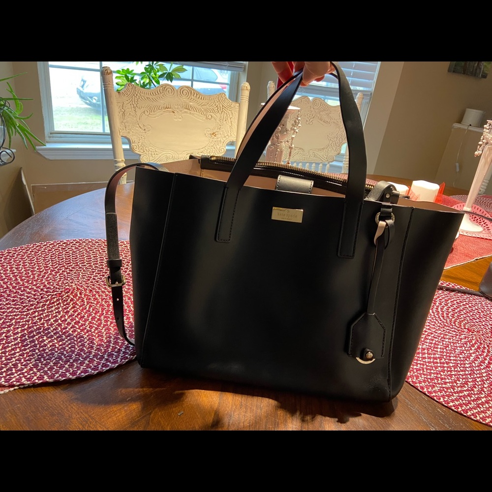 Black with light pink interior satchel